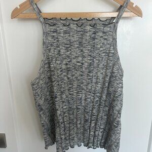 Anthropologie AKEMI + KIN Tank Lettuce Edging Navy Blue Cotton Blend Size Large